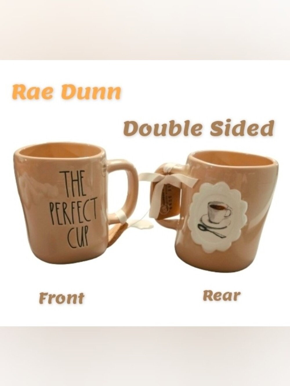 RaeDunn Double Sides Imperfect Cup--The Perfect Cup--Tan Color NEW